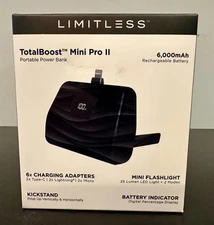 Limitless TotalBoost Mini Pro II 6,000mAh Universal Power Bank W Mini Flashlight