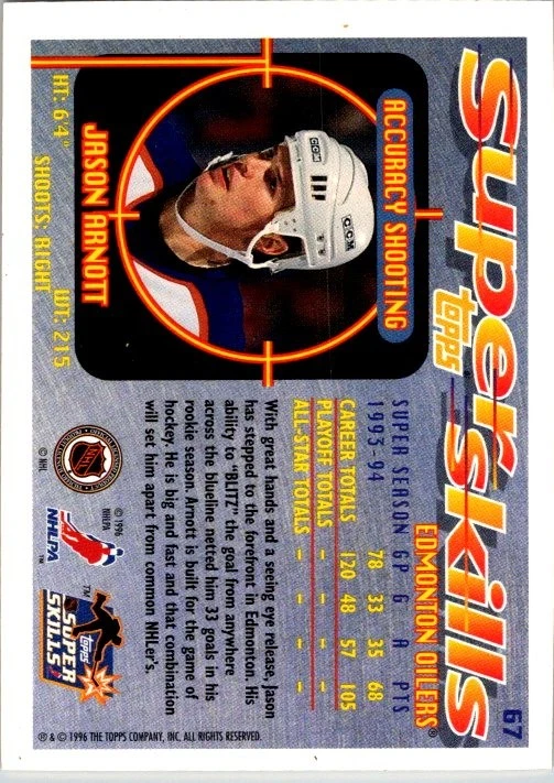 1995-96 Topps Super Skills #67 Jason Arnott - Image 2 of 2