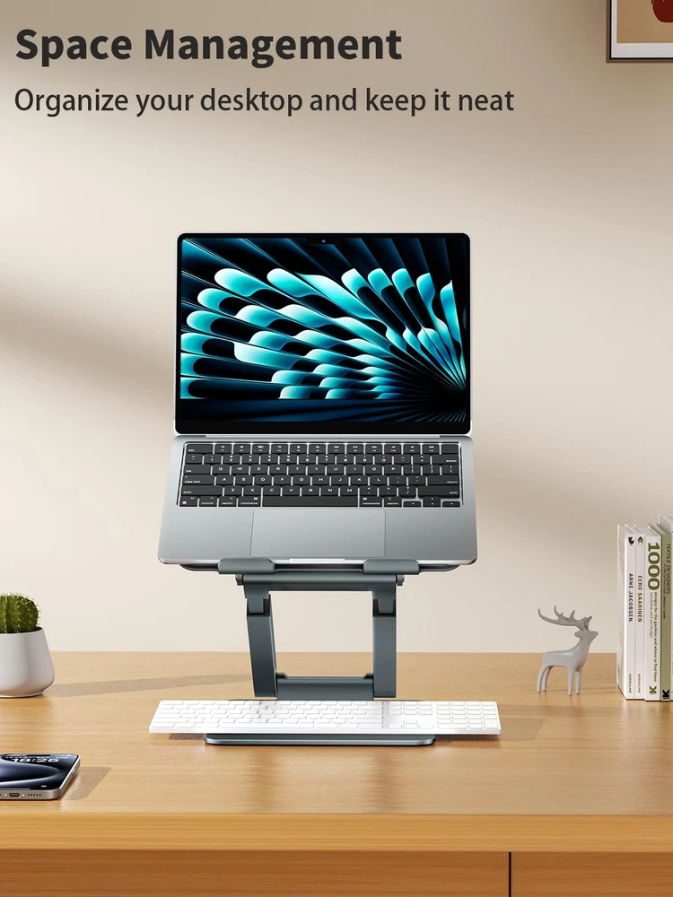 Adjustable 360 Rotating Telescopic Laptop Stand for Desk Pull Out Design