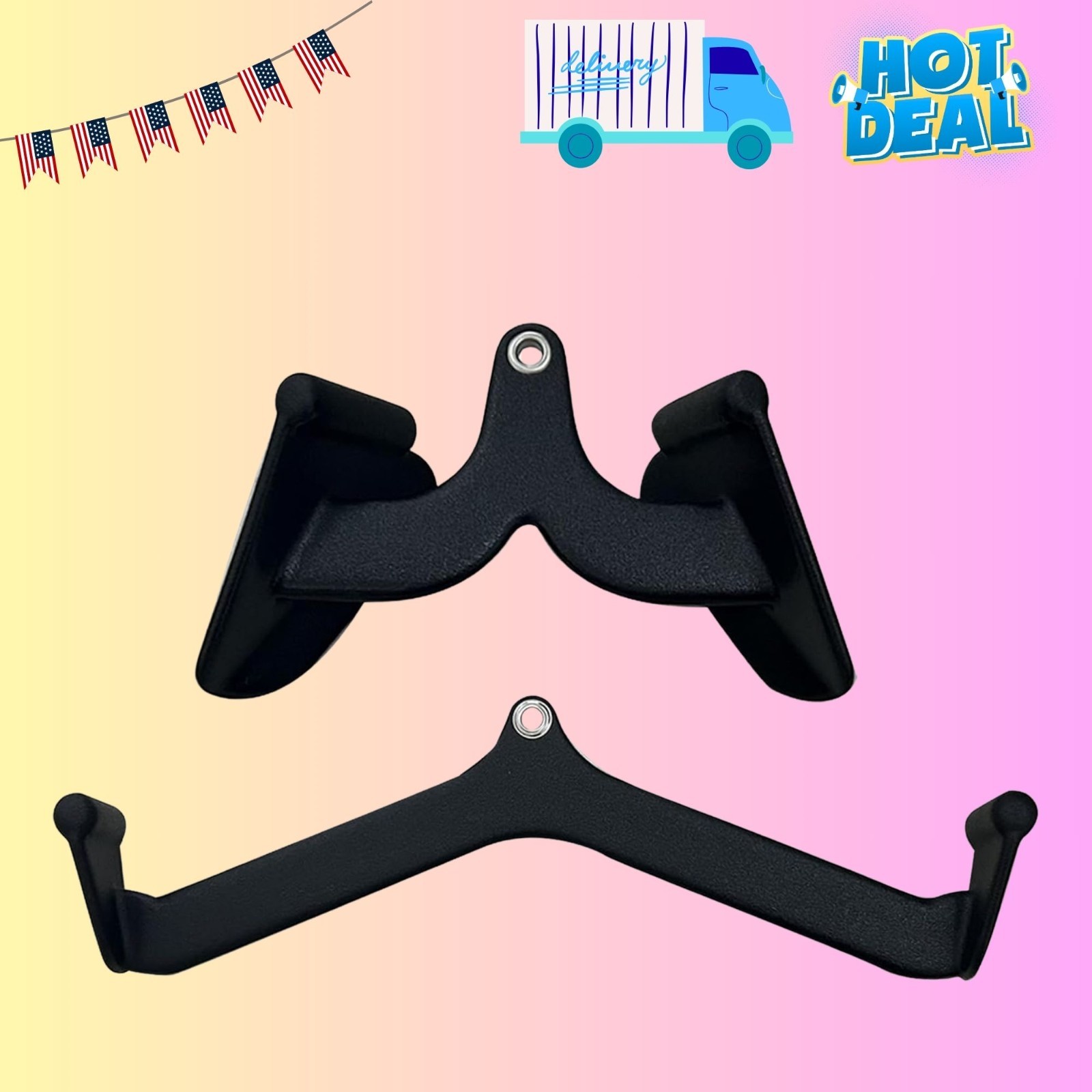 LAT Pulldown Attachments Set &ndash; Cable Machine LAT Bar, T-Bar & V-Bar for Home Gym