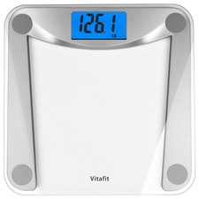 Digital Bathroom Weight Scale Blue Backlit LCD 400lb/182kg Clear Glass
