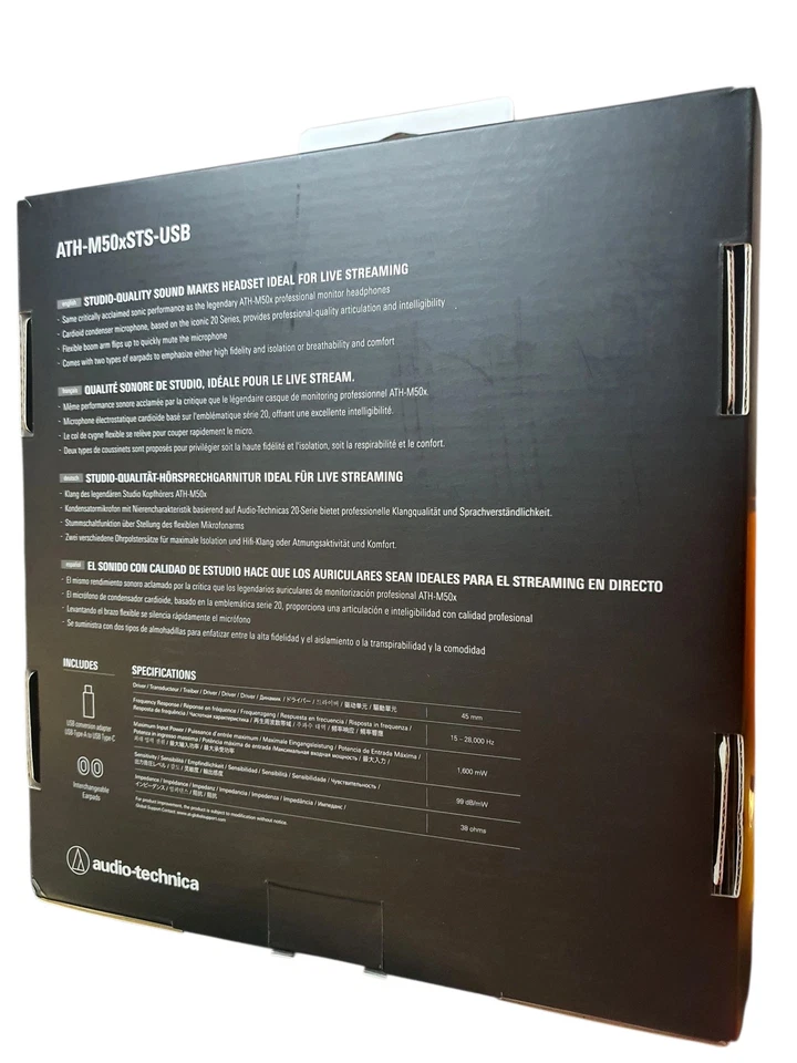 Audio-Technica ATH-M50xSTS-USB StreamSet Cuffie Nere - Immagine 4 di 4