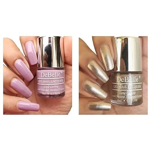 DeBelle Gel Nail Polish Combo pack of 2 | Long Lasting | Seaweed Enriched | Toxi