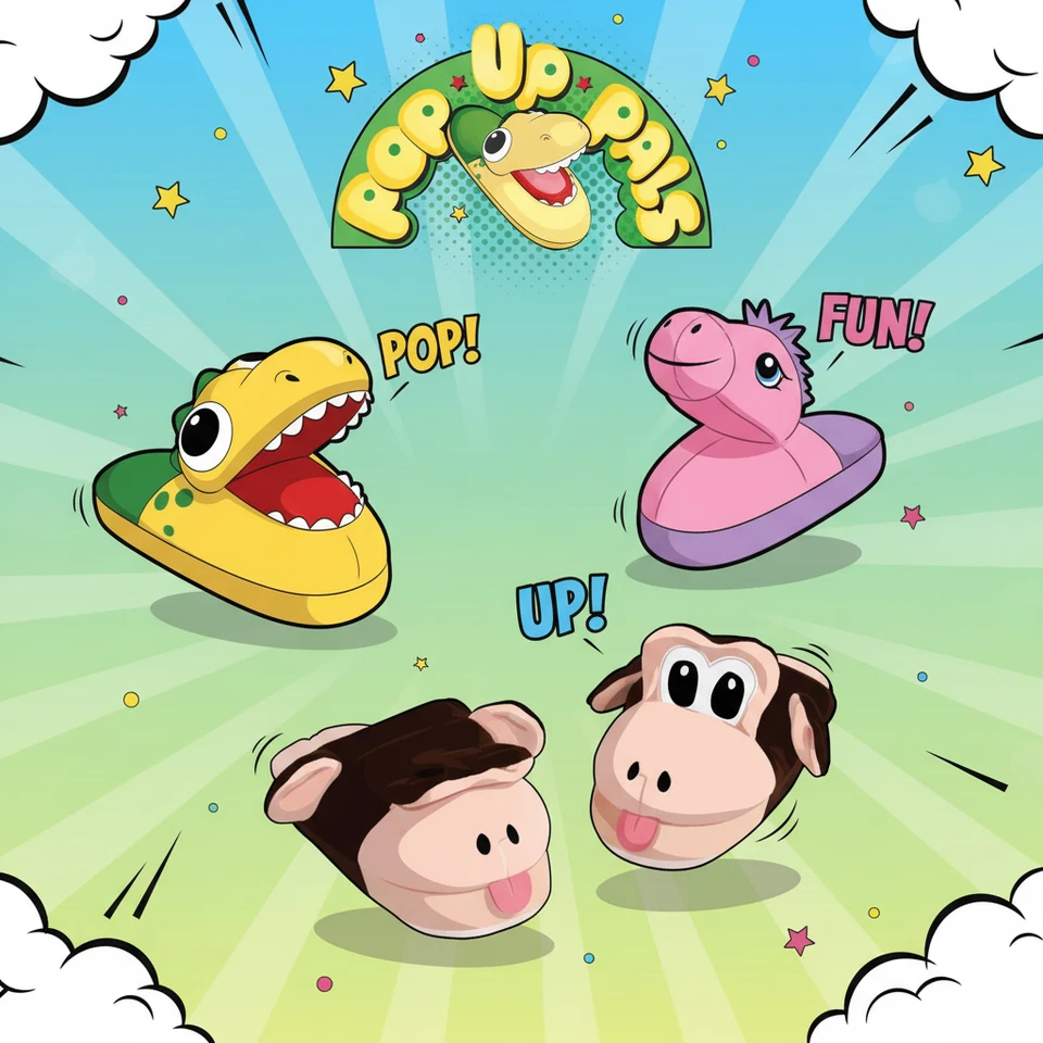 Zapatillas animadas PopupPals - Calzado divertido y cómodo para niños como se ve en la televisión Foto 2 de 4