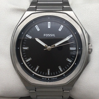 Fossil Solar Watch Mens 47mm Black Dial BQ2765 New Capacitor 6.25