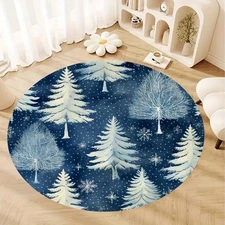 2D Printing Velvet 850gm² Snowflake Pine Tree Pattern Floor Mat, Thickened and W