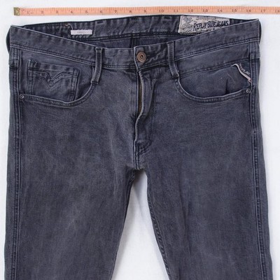 Herrens Replay M914 ANBASS Slim Tapered Elasthan Grau Jeans W33 L30