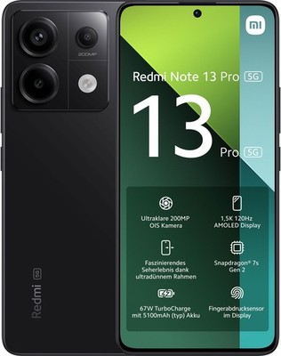 Xiaomi Redmi Note 13 Pro, 16,9 cm (6.67''), 12 GB RAM, 512 GB ROM, schwarz - OVP