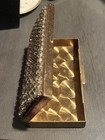 Vintage Cigarette Case Brass Coated Rhinestones Hinged Cover Holographic Metal