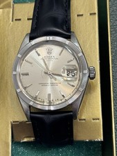 Rolex Oyster Perpetual Date 1501 Late 1963 Engine Turned Bezel Service Box 34mm