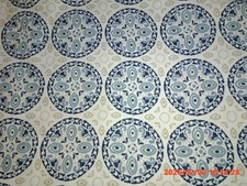 Target Threshold Medallion tan/blue rectangular 114" x 60" tablecloth perfect co