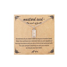 QRH Mustard Seed Necklace - Rectangle Round Mountain Hill 20 inches, Silver