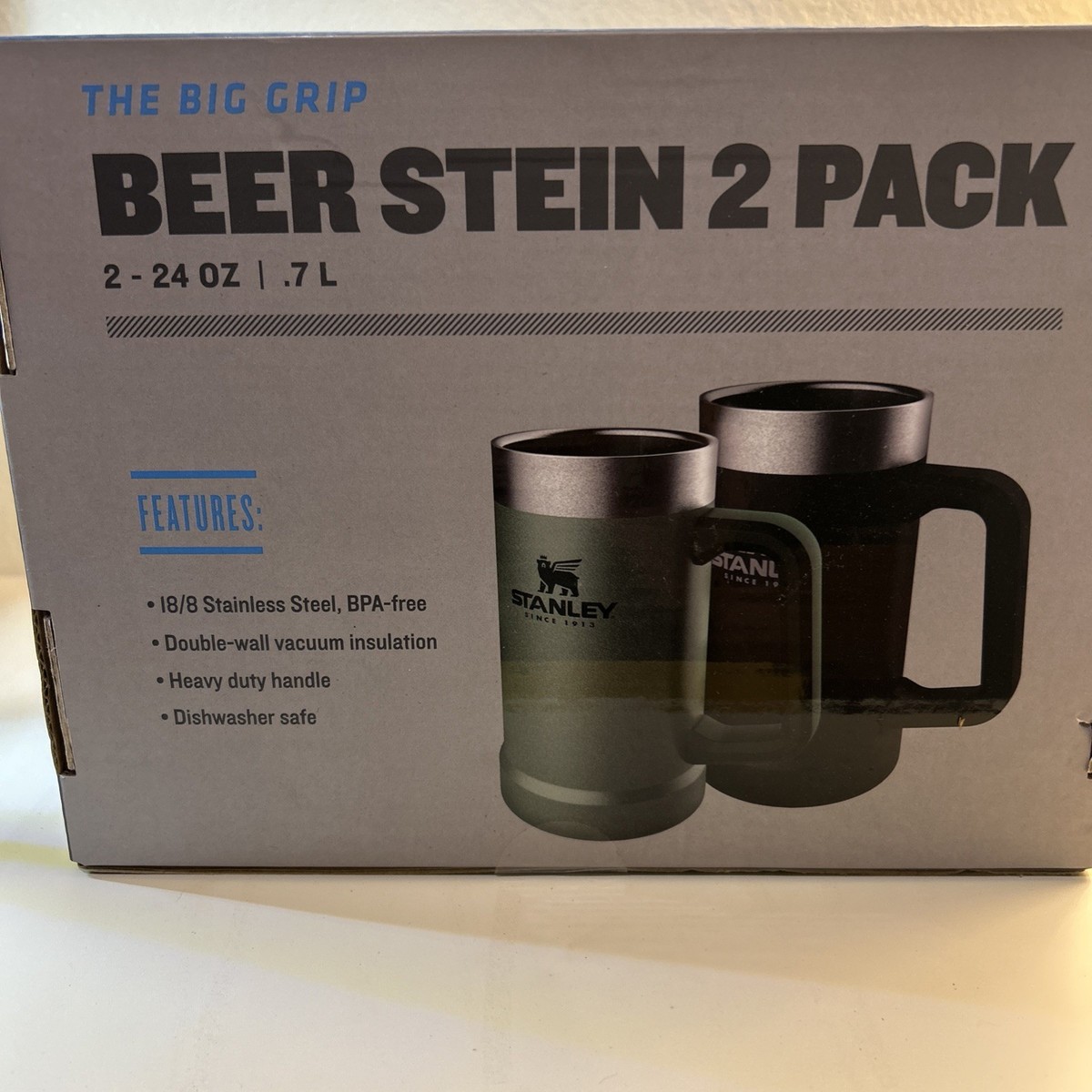 ⚫︎新品STANLEY The Big Grip Beer Stein スタンレー Stanley Adventure Big Grip Vacuum Stein with Easy-Carry