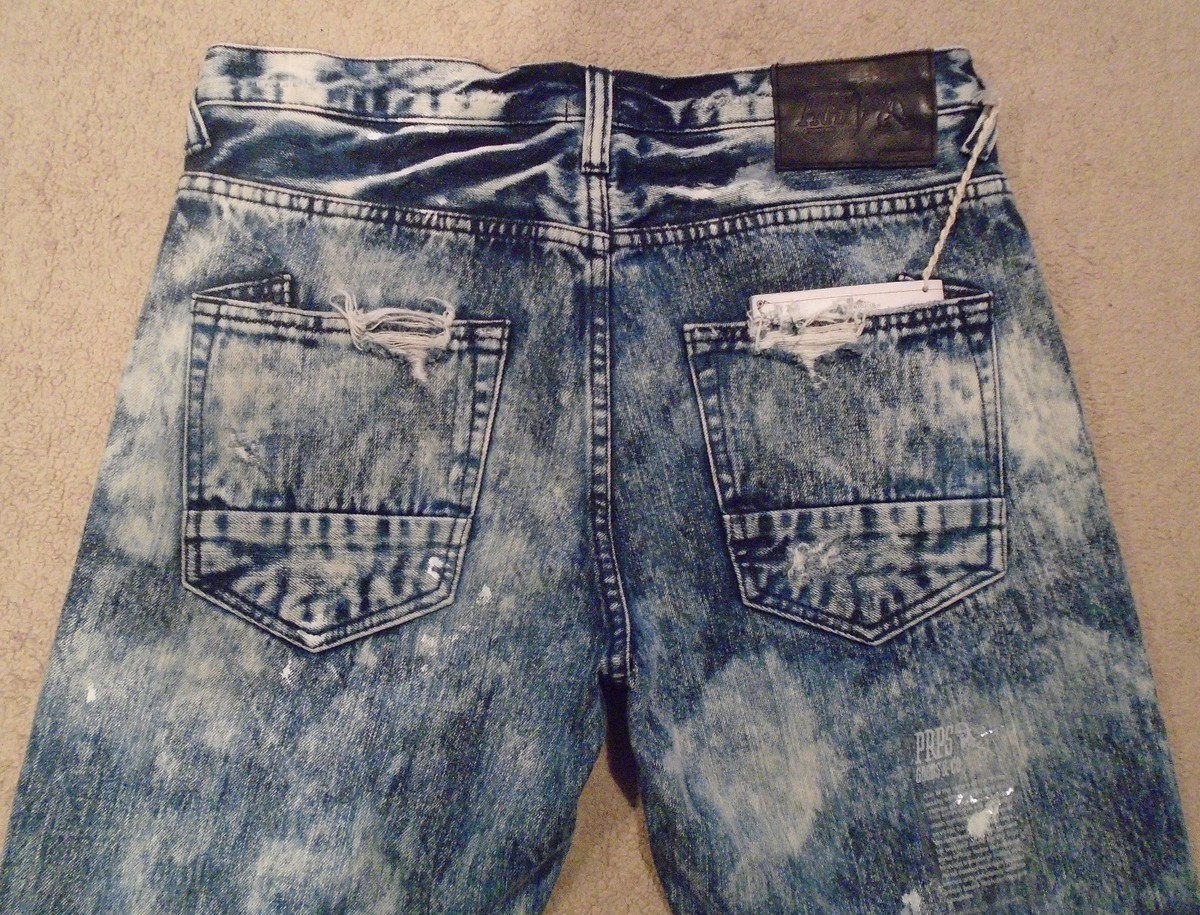 ループス PRPS BARRACUDA Acid Wash Distressed Slashed Jeans Mens 33 / 32