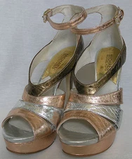 NEW MICHAEL Michael Kors LEIGHTON ROSE GOLD LEATHER HEELS WOMEN SHOES 8 M