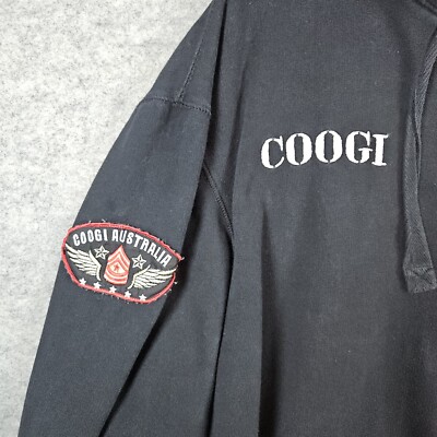 Coogi Australia Full Zip Hoodie With Patches Size 3XL Black