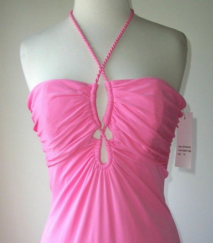 DAVID MEISTER Pink Jersey Cut Out Braided Strap Maxi Dress Gown 2 or 12 - Picture 2 of 4