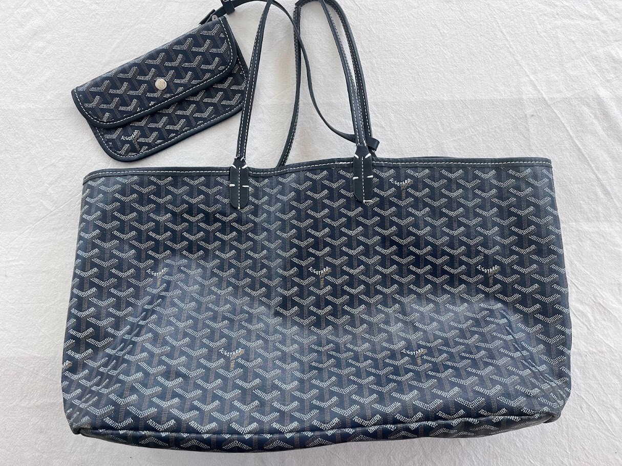 Authentic Goyard Saint Louis PM Tote Navy Blue Preloved Condition