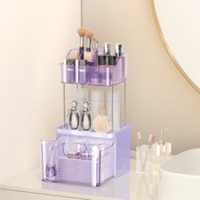 Makeup Organizer with Drawer - 3 Tier Bathroom Organizer Countertop - purple