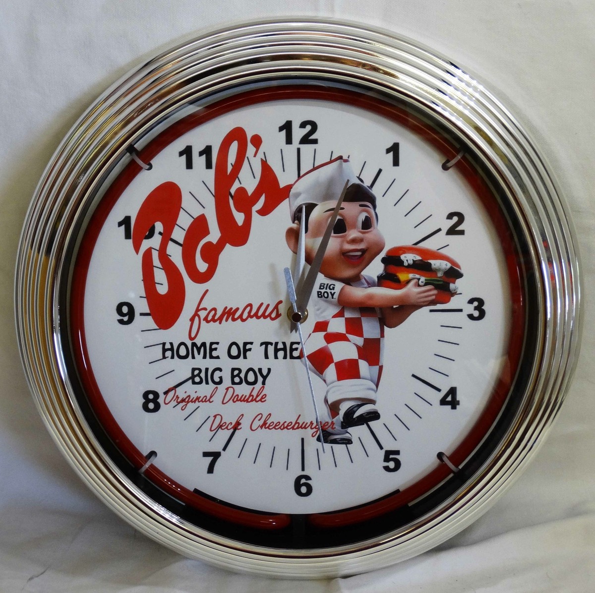 Bob's Big Boy Original Double Deck Cheeseburger Red Single Neon