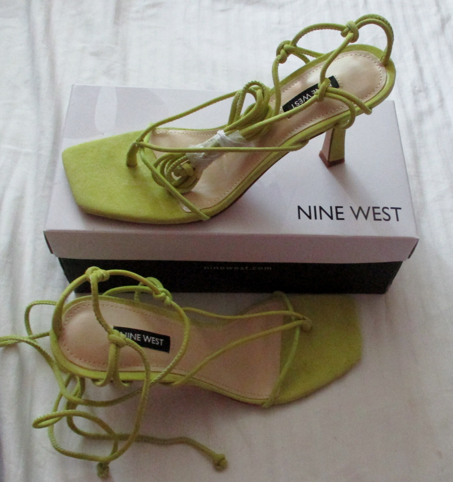 Nine West Womens 8.5 MED YARIN Light Green Suede OPEN TOE PUMPS Heels Shoes  -NWB | eBay