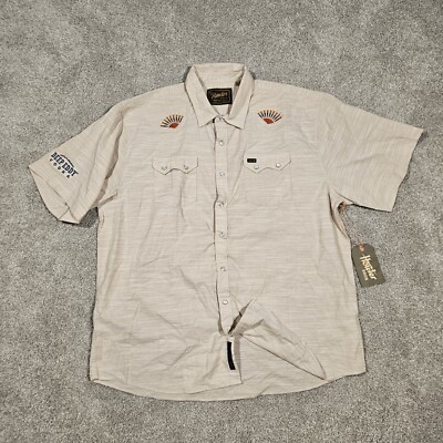 Howler Brothers 2XL Gaucho Rising Sun Embroidered Deep Eddy Vodka Pearl Snap