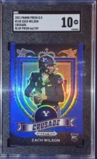 ZACH WILSON 2021 PANINI PRIZM DRAFT PICKS CRUSADE BLUE PRIZM 66/199 SGC 10