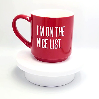 I'm On The Nice List Coffee Mug Parker Lane Ceramic Red Cup 16 oz