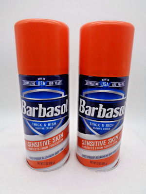 2 pk Barbasol Thick & Rich Sensitive Skin Shaving Cream 7 oz each