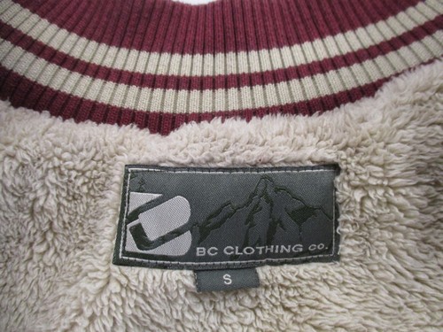 Pile Lined Jacket, Zip-Up, Knitted, BC CLOTHING, Burgundy, Small, 40" Chest - Picture 9 of 11