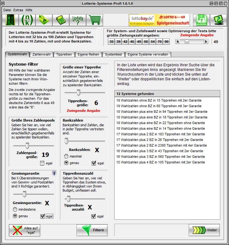 Lotterie-Systeme-Profi, PC-Programm mit fast 3.000 Systemen für Lotto, KENO etc. - Bild 2 von 4