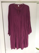 Old Navy woman rayon blend burgundy pin tuck pleats long sleeve lined dress 1X
