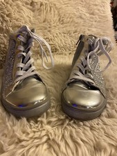 Girls Silver Sparkling high top sneaker shoe size 2