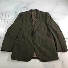 Vintage Burberrys Blazer Sports Coat Mens 42R Brown Faint Windowpane Two Buttons