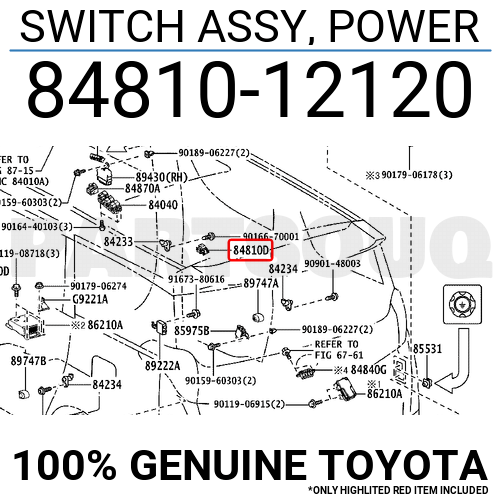 8481012120 Genuine Toyota SWITCH ASSY, POWER 84810-12120 | eBay