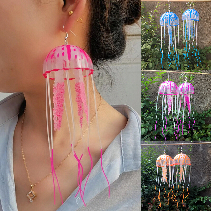 Jellyfish Tassel Dangle Long Earrings Stylish Art Jewelry for Girls