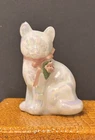 Vintage MCM Fenton Kitten Cat  Pearlescent Iridescent Glass Porcelain Pink Rose
