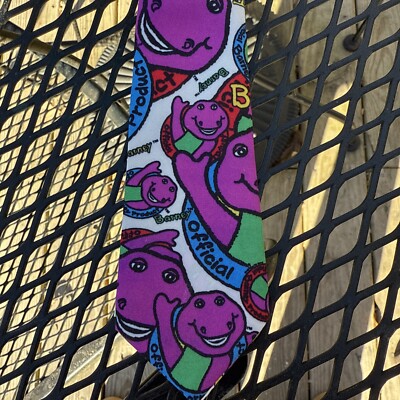 Vintage Barney the Purple Dinosaur Kids Clip On Neck Tie NOS 1993