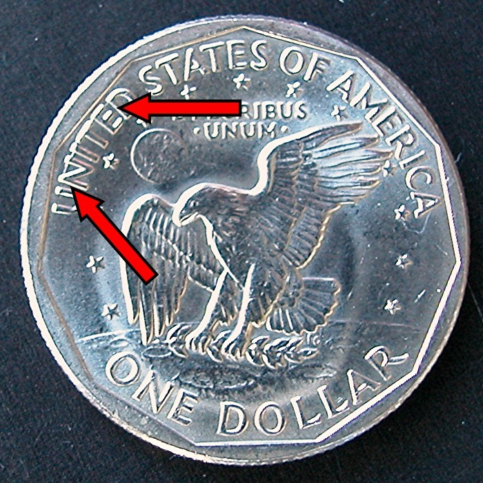 1979-D Susan B Anthony Dollar - Die Crack Reverse - MORE PHOTOS
