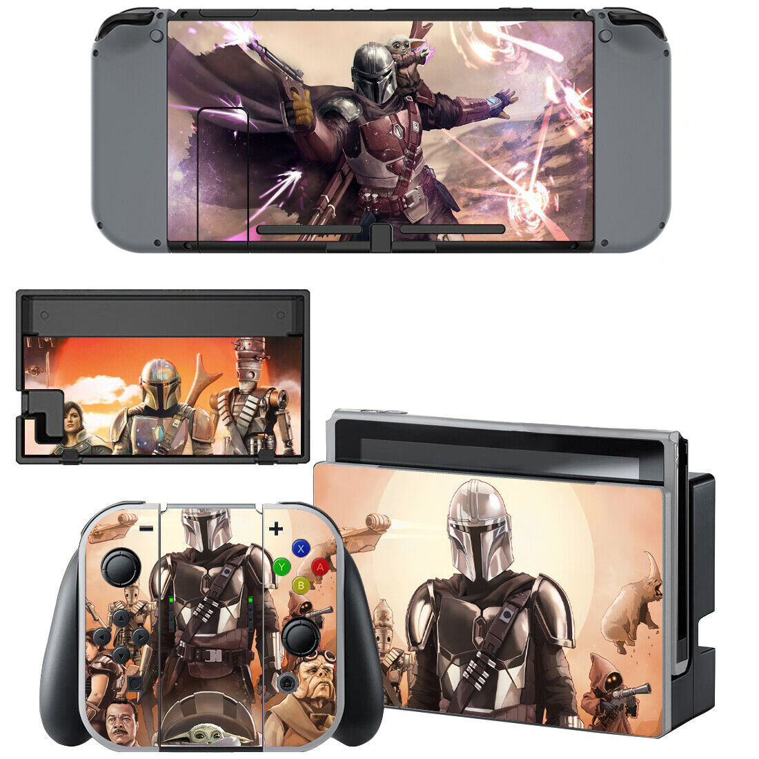 Nintendo Switch JoyCon Console Skin Sticker Mandalorian Mando Fighting Star Wars-image