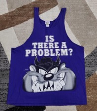 Vintage Made In USA Looney Tunes 1996 Tasmanian Freeze Mens Purple Tank Size XL