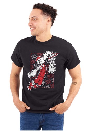 Popeye the Sailor Man Basketball Dunk Sports Mens Casual Crewneck T Shirts Tees - Picture 3 of 7