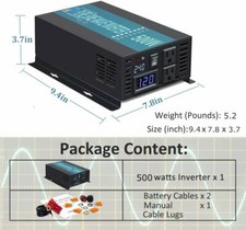 500W Pure Sine Wave Inverter 24V to 120V Power Converter Van Truck Battery Car