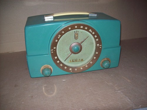 Vintage ZENITH S-17787 Tube Radio Turquoise Art Deco AM FM Dial WORKING ...