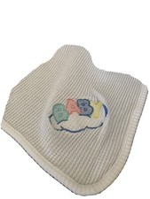 Vtg Baby Blanket White Thermal Waffle Weave Pastel Baby Cloud