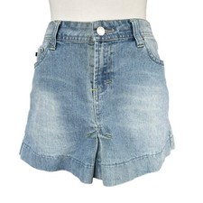 Vtg y2k zanadi light blue denim jean skirt pleated women size 7 30  mid rise