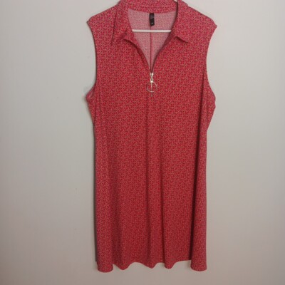 J.T.B. Womans PLUS SIZE Pink Summer Sleeveless Dress w/Front Zipper 2X CUTE!!