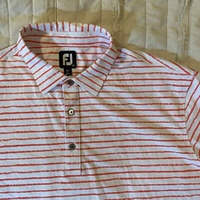 FootJoy Shirt Mens 2XL Pink Stripe Short Slv Preformance Golf Polo Eagle Landing