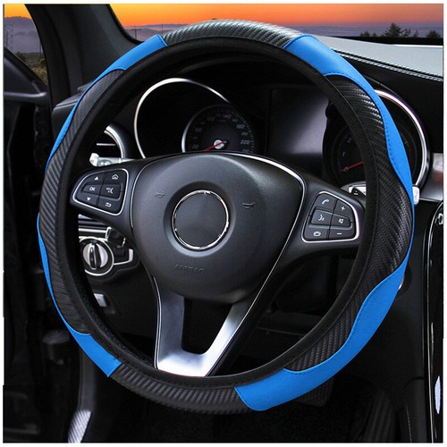 Universal 15" Car Steering Wheel Cover Breathable Anti-slip Carbon Fiber Leather - Picture 8 of 17