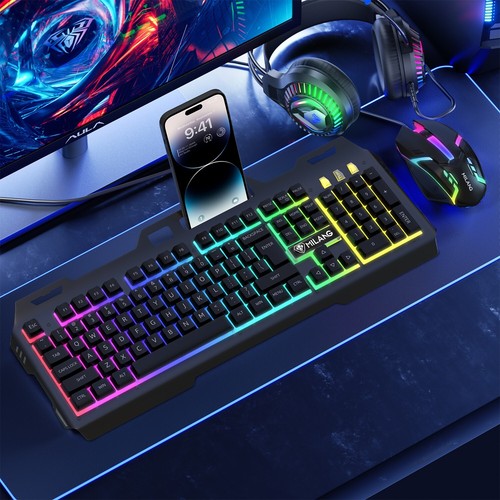Gaming Keyboard and Mouse Wired Colorful Glowing Mechanical Feel Backlit For PC - Picture 14 of 15